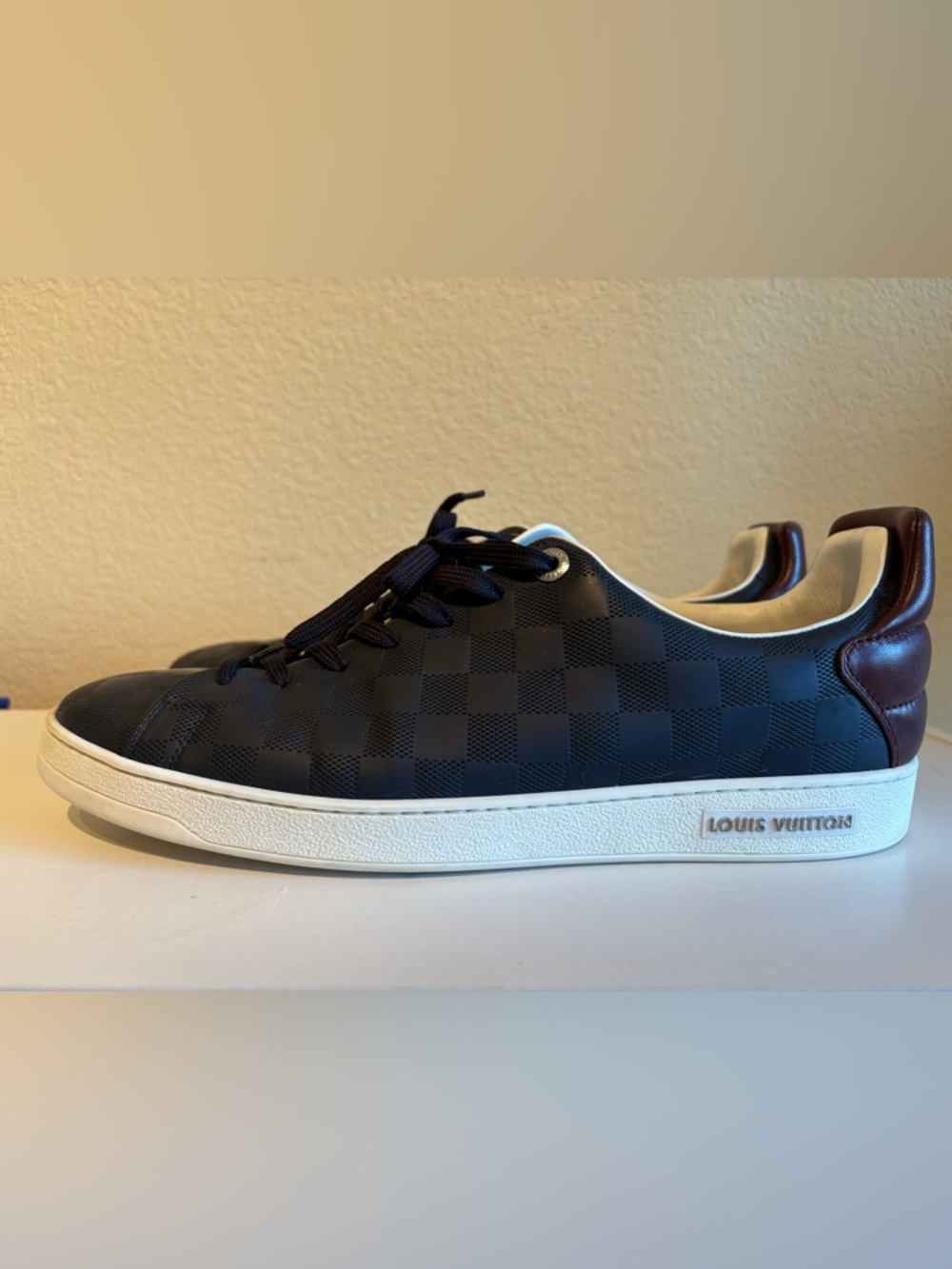 Louis Vuitton Navy Damier Low-Top Sneaker with White Sole- Used, Men’s size 10. - Picture 2 of 12